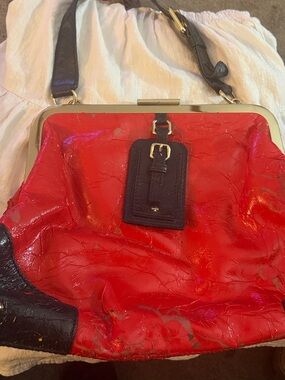 Kate Spade Red and Black Women's Frame Satchel Bag
